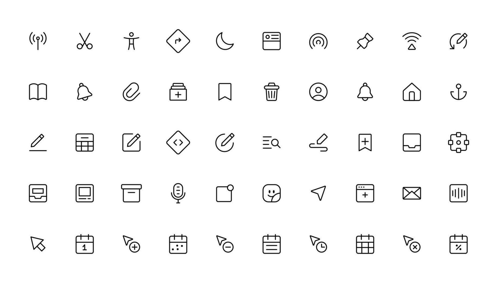 Ui ux icon set, user interface iconset collection. vector