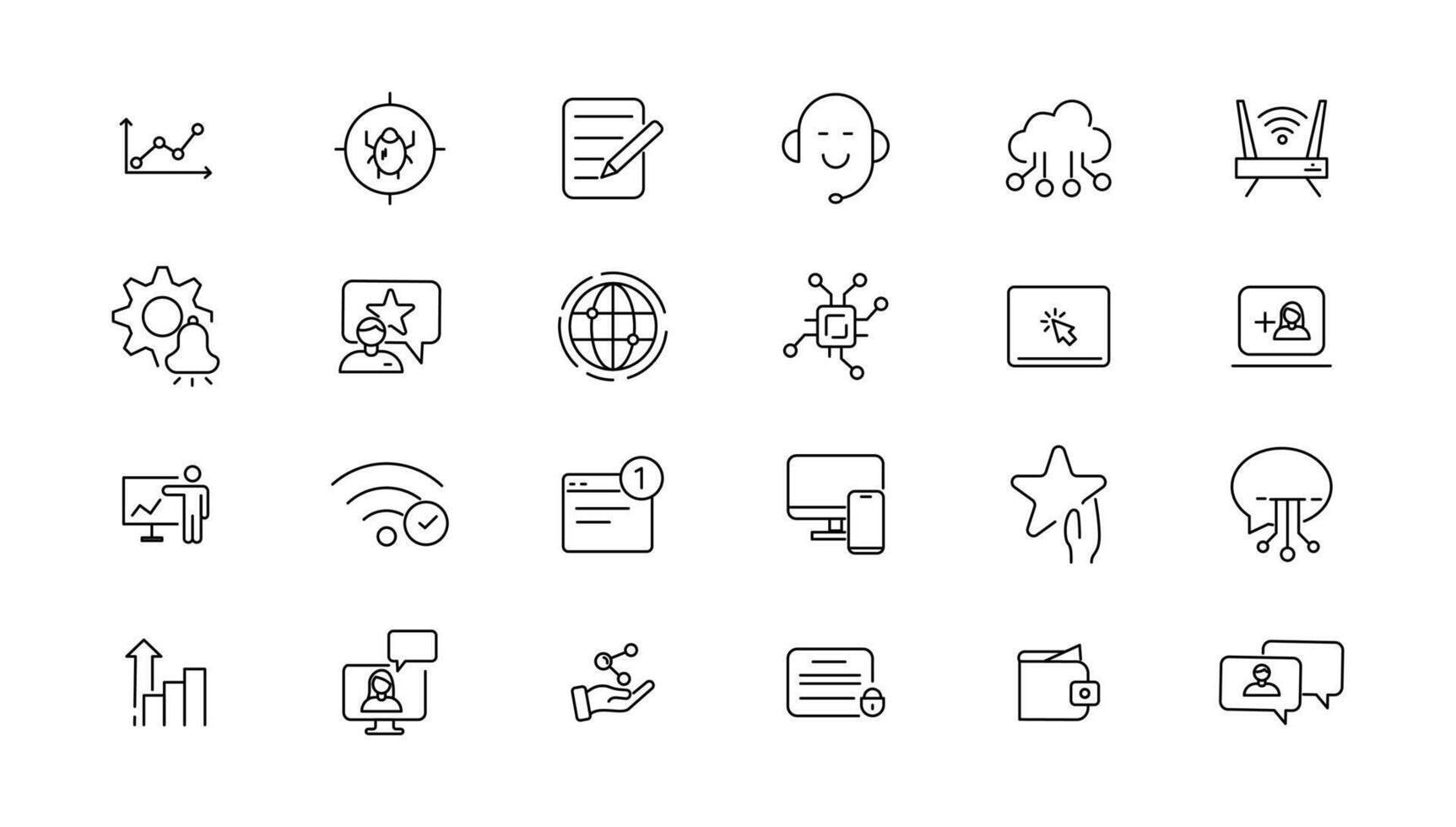 Information technology line icons collection. Big UI icon set in a flat design. Thin outline icons pack. illustration vector