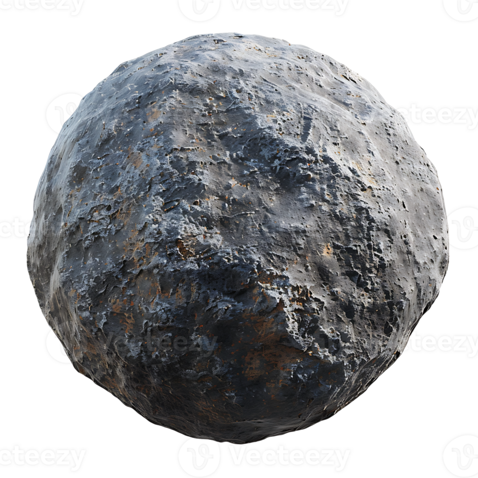 Round asteroid on isolated transparent background png