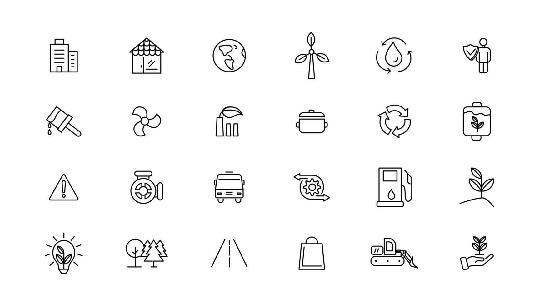 Industry and Environment icons. Thin line icons collection. illustration. vector