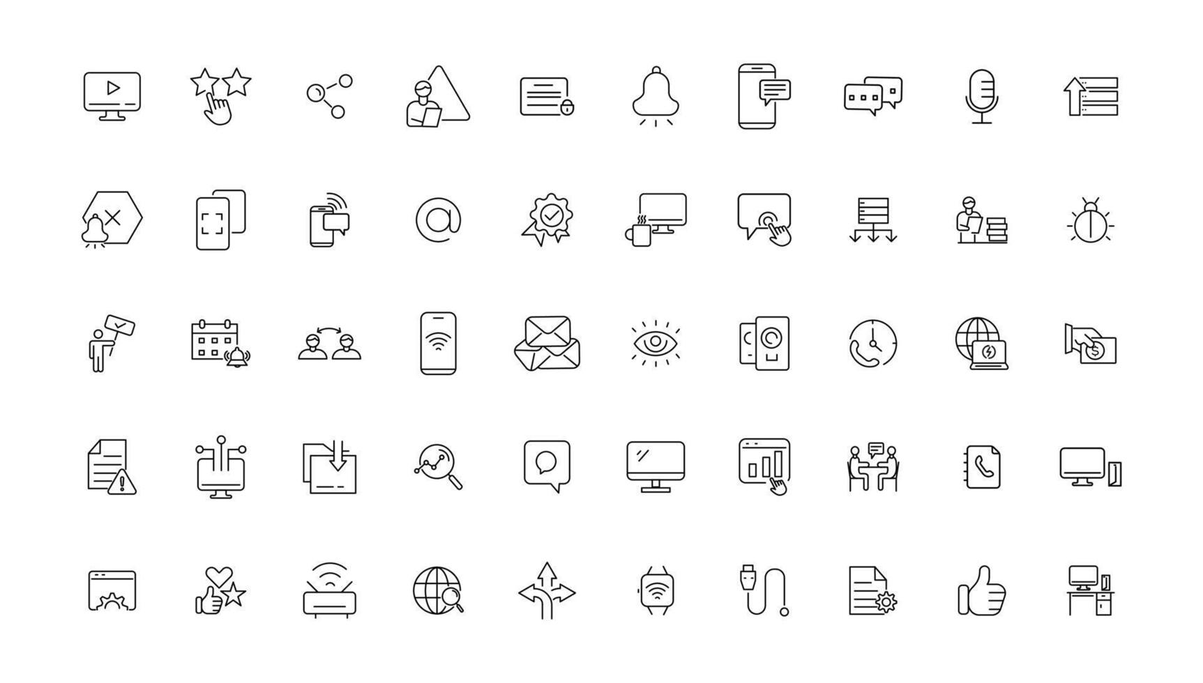 Information technology line icons collection. Big UI icon set in a flat design. Thin outline icons pack. illustration vector