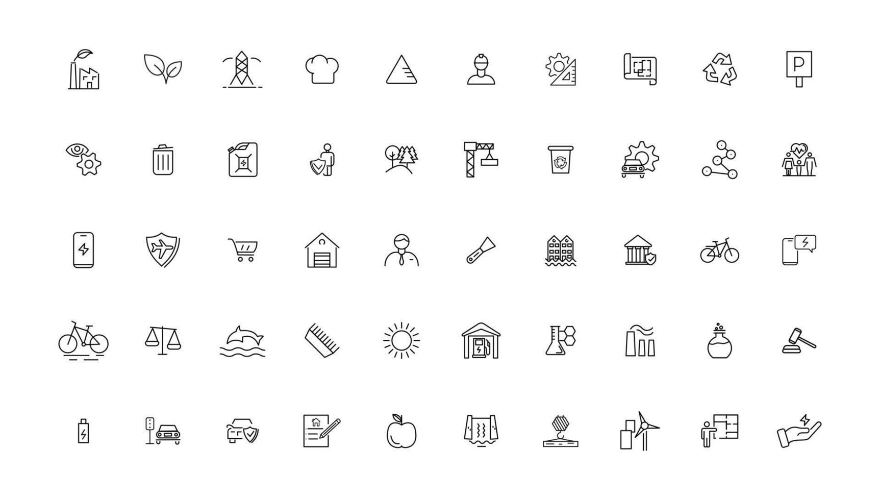 Industry and Environment icons. Thin line icons collection. illustration. vector