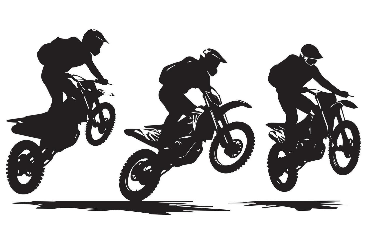 Silhouette of a biker doing freestyle tricks on his motorcycle silhouette set free design vector