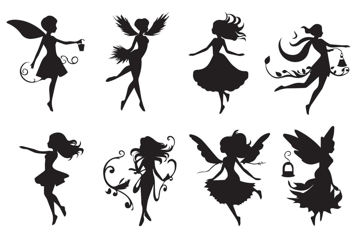 Fairy silhouette illustration set pro design vector