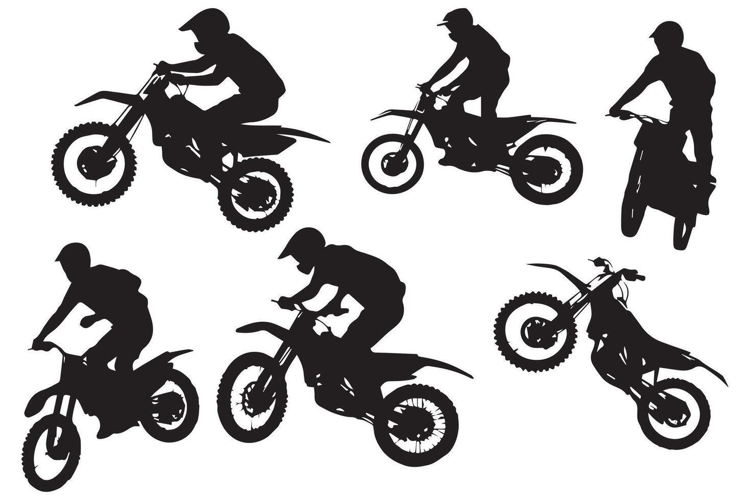 set of Silhouette Biker rider lifts the front wheel free design vector