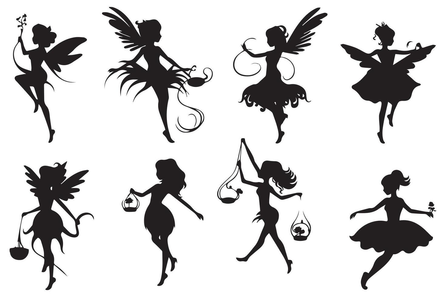 Fairy Silhouette illustration bundile pro design vector