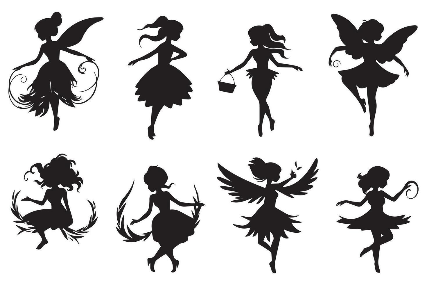 Fairy silhouette illustration set pro design vector