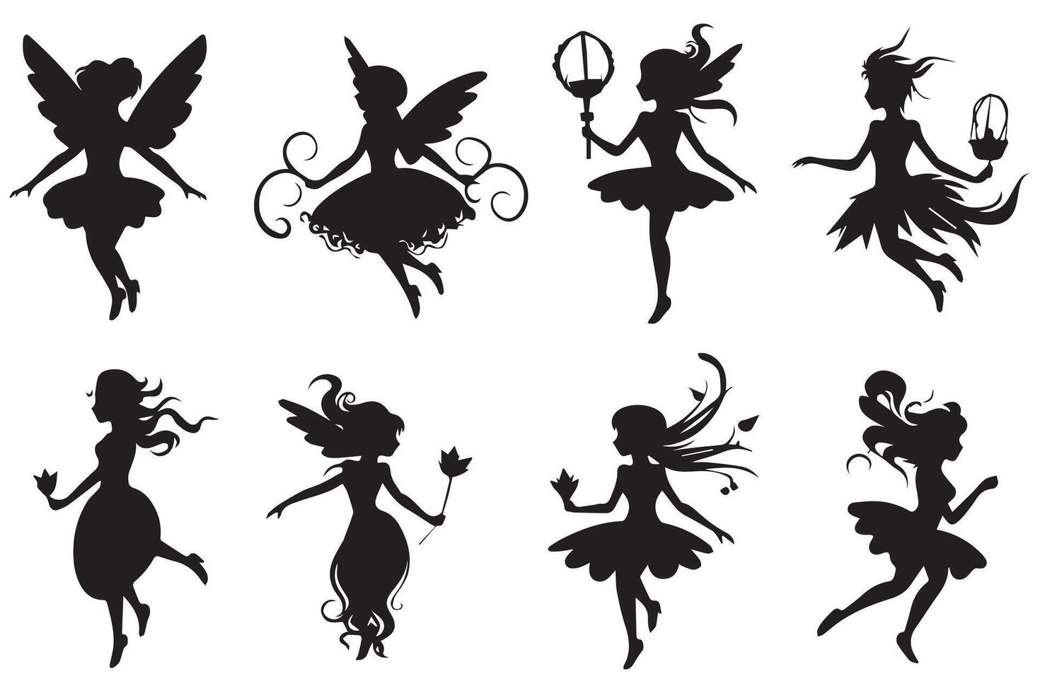 Fairy silhouette illustration set pro design vector