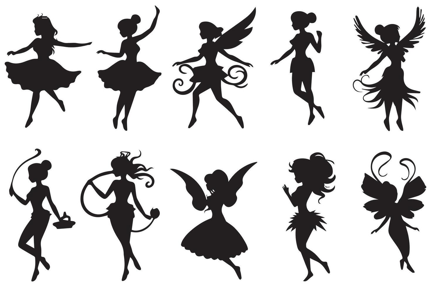 Fairy silhouette illustration set pro design vector