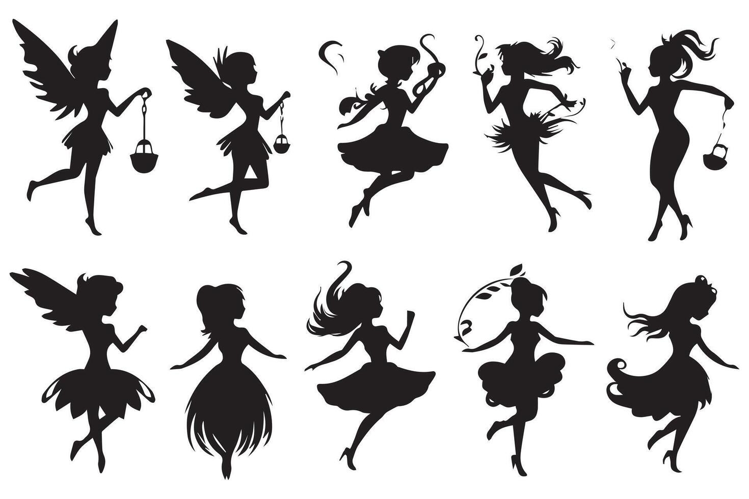 Fairy Silhouette illustration bundile pro design vector