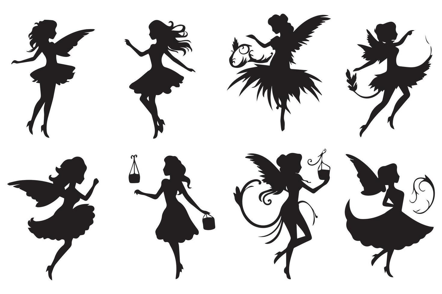 Fairy Silhouette illustration bundile pro design vector