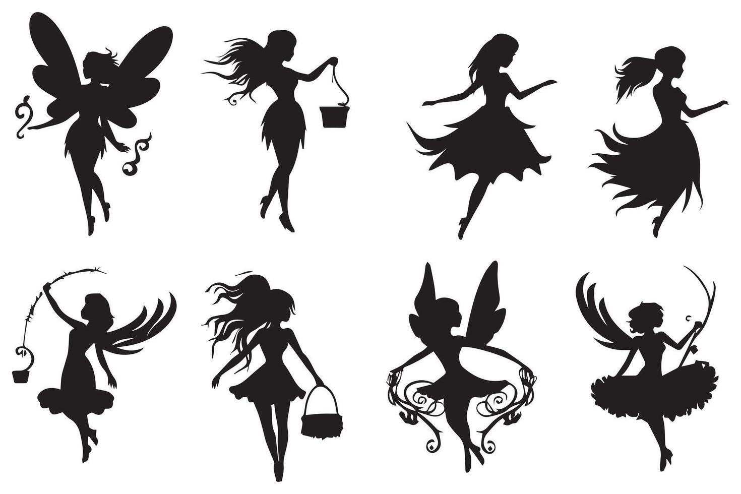 Fairy Silhouette illustration bundile pro design vector
