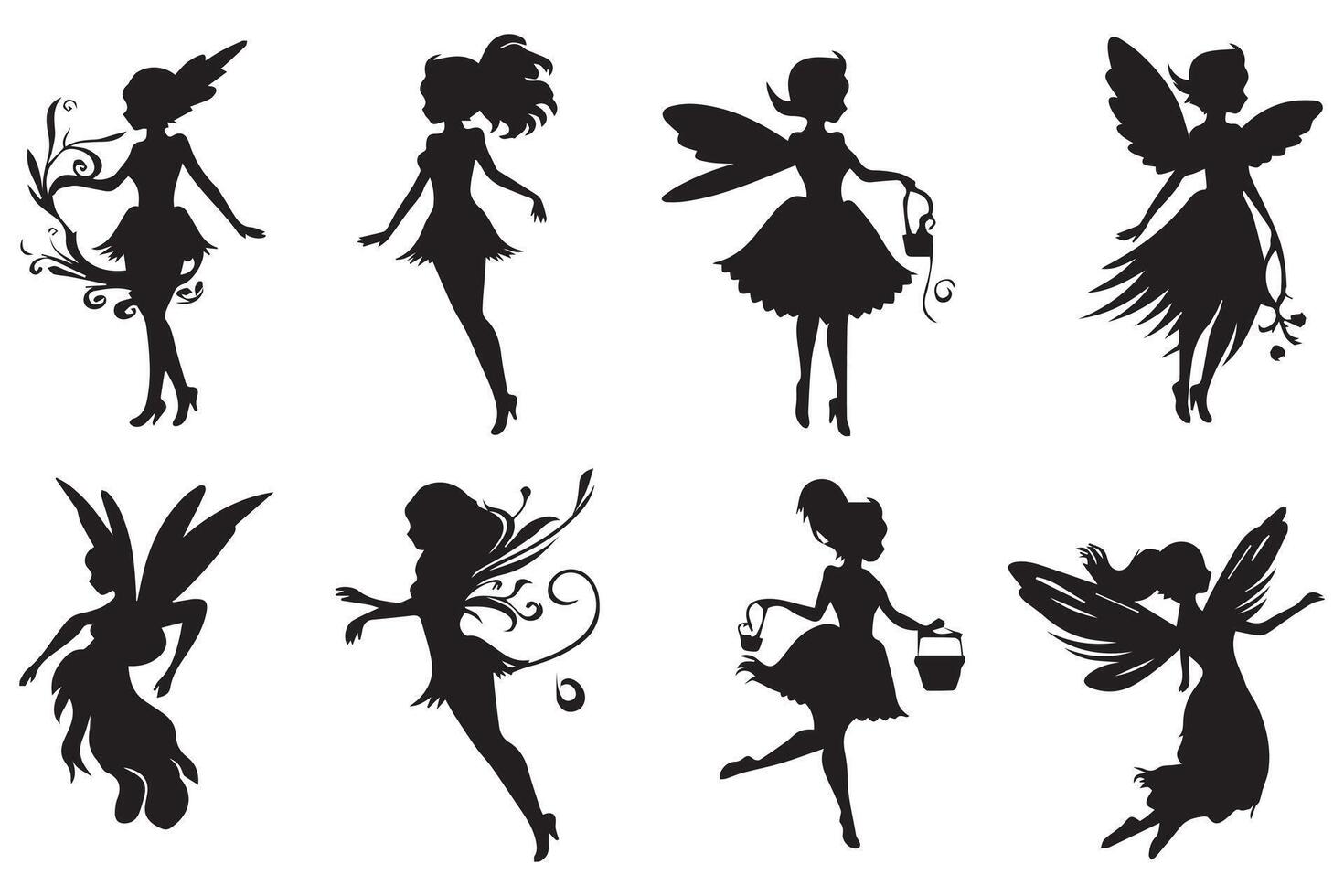 Fairy Silhouette illustration bundile pro design vector