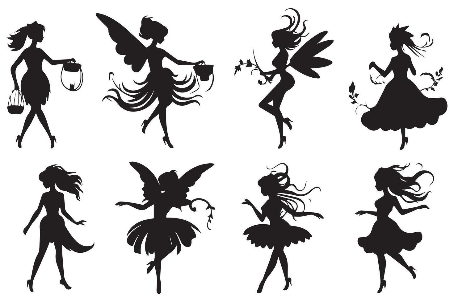 Fairy Silhouette illustration bundile pro design vector