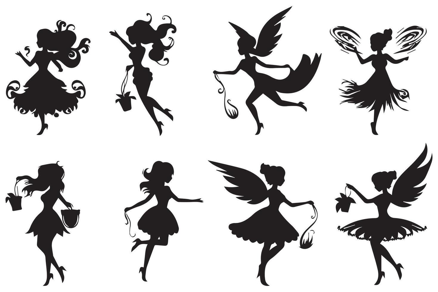 Fairy Silhouette illustration bundile pro design vector