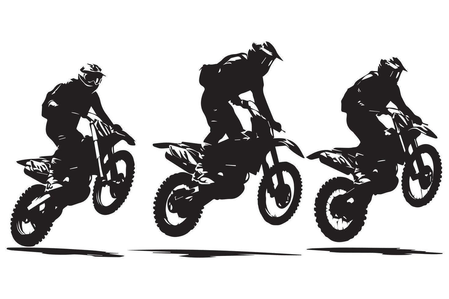 Silhouette of a biker doing freestyle tricks on his motorcycle silhouette set free design vector