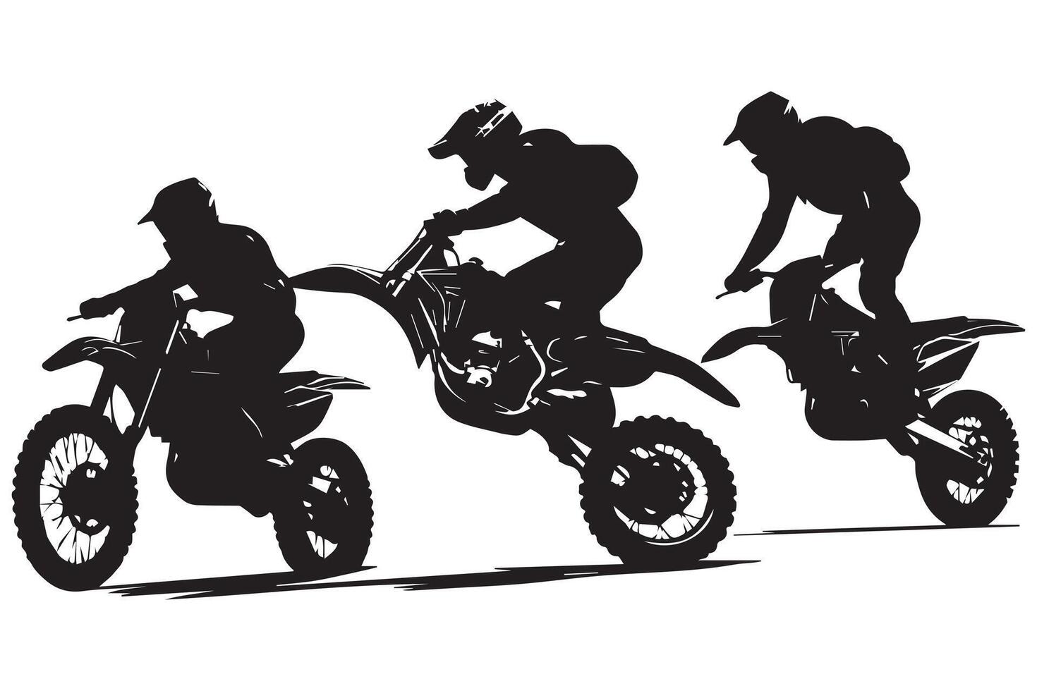 set of Silhouette Biker rider lifts the front wheel free design vector