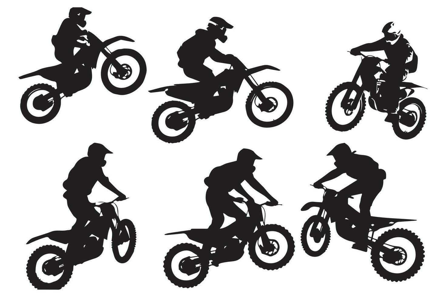 Silhouette of a biker doing freestyle tricks on his motorcycle silhouette set free design vector