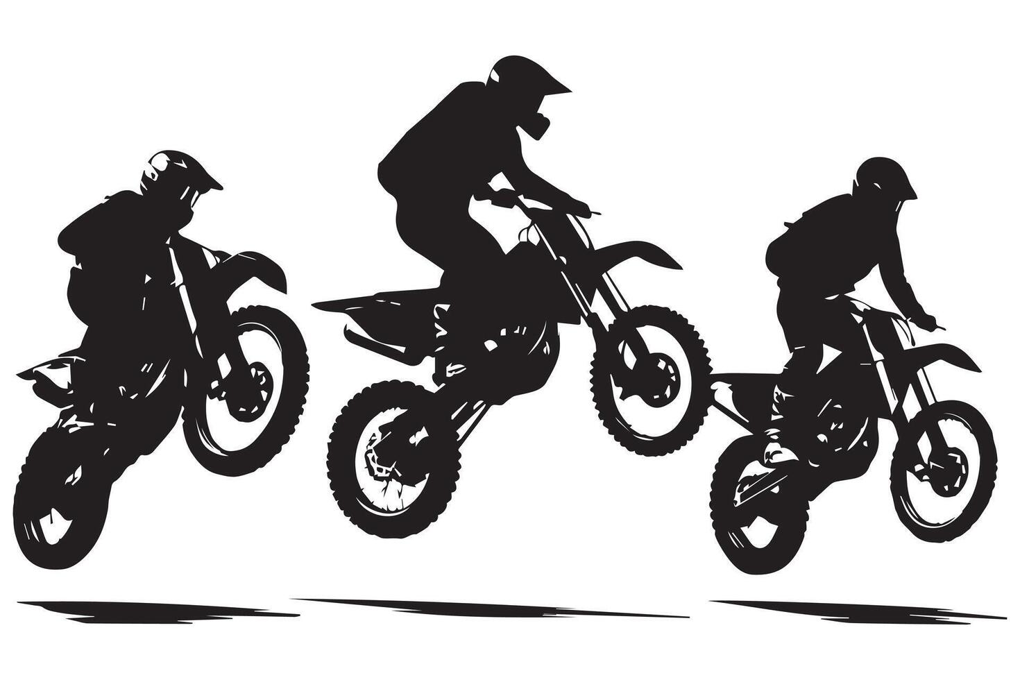 set of Silhouette Biker rider lifts the front wheel free design vector