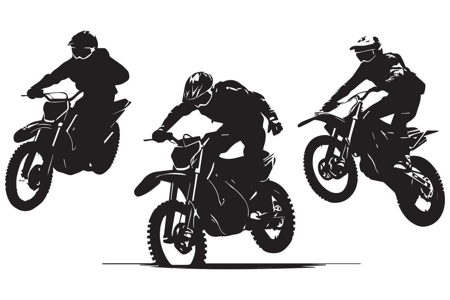 Silhouette of a biker doing freestyle tricks on his motorcycle silhouette set free design vector