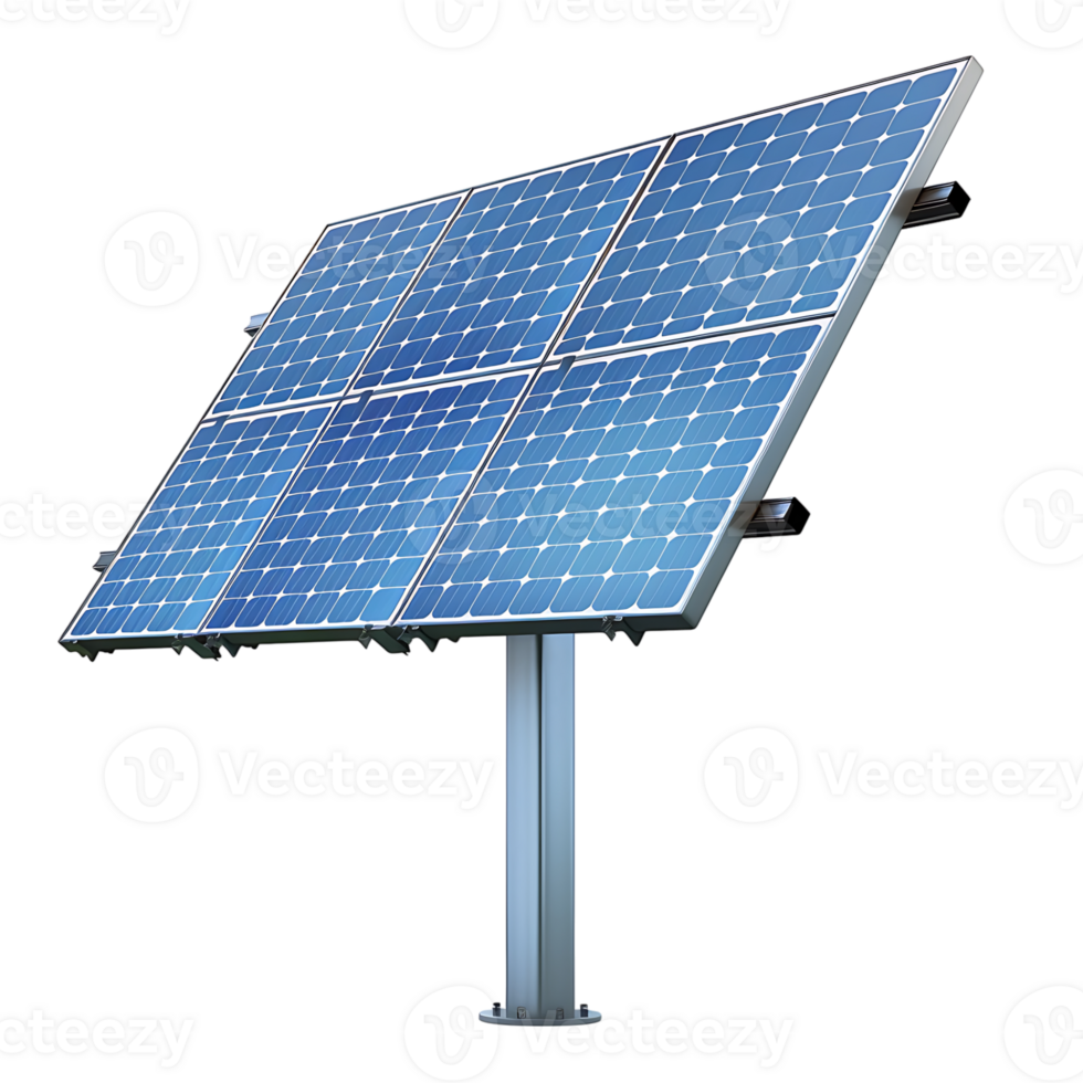 Solar panel on a pole on isolated transparent background png