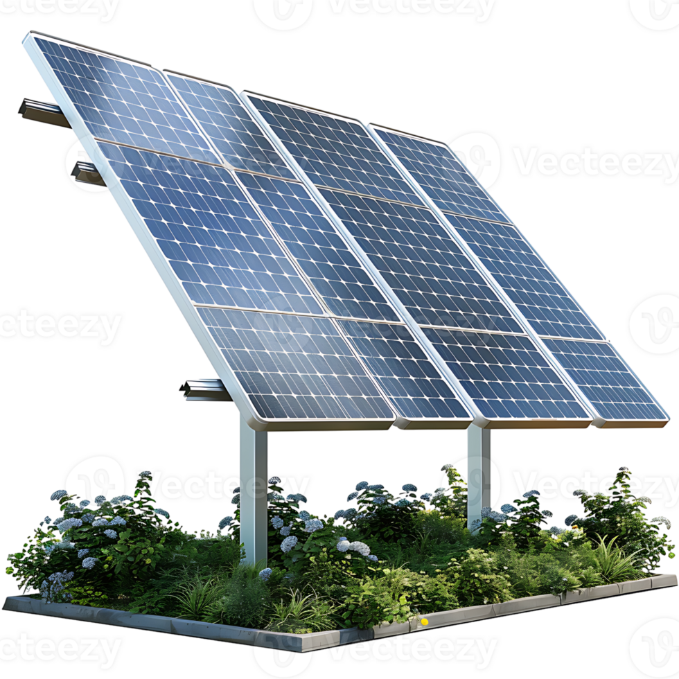 Solar panel on a pole on isolated transparent background png