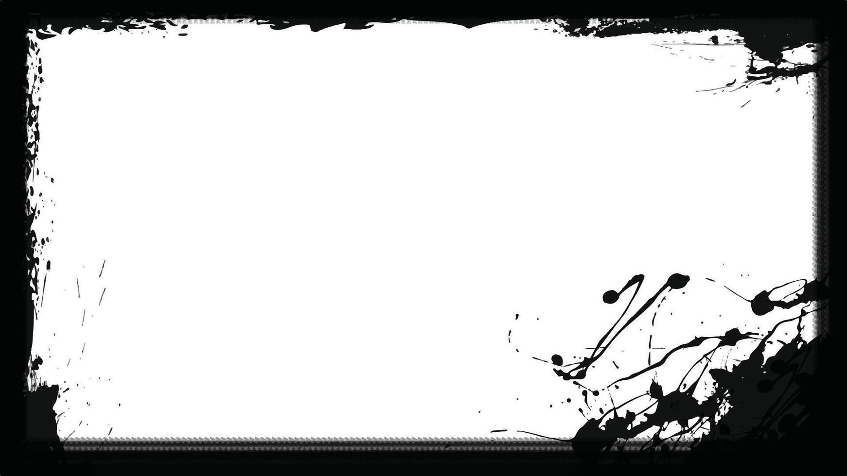 Black dirty border frame over white grain overlay. vector