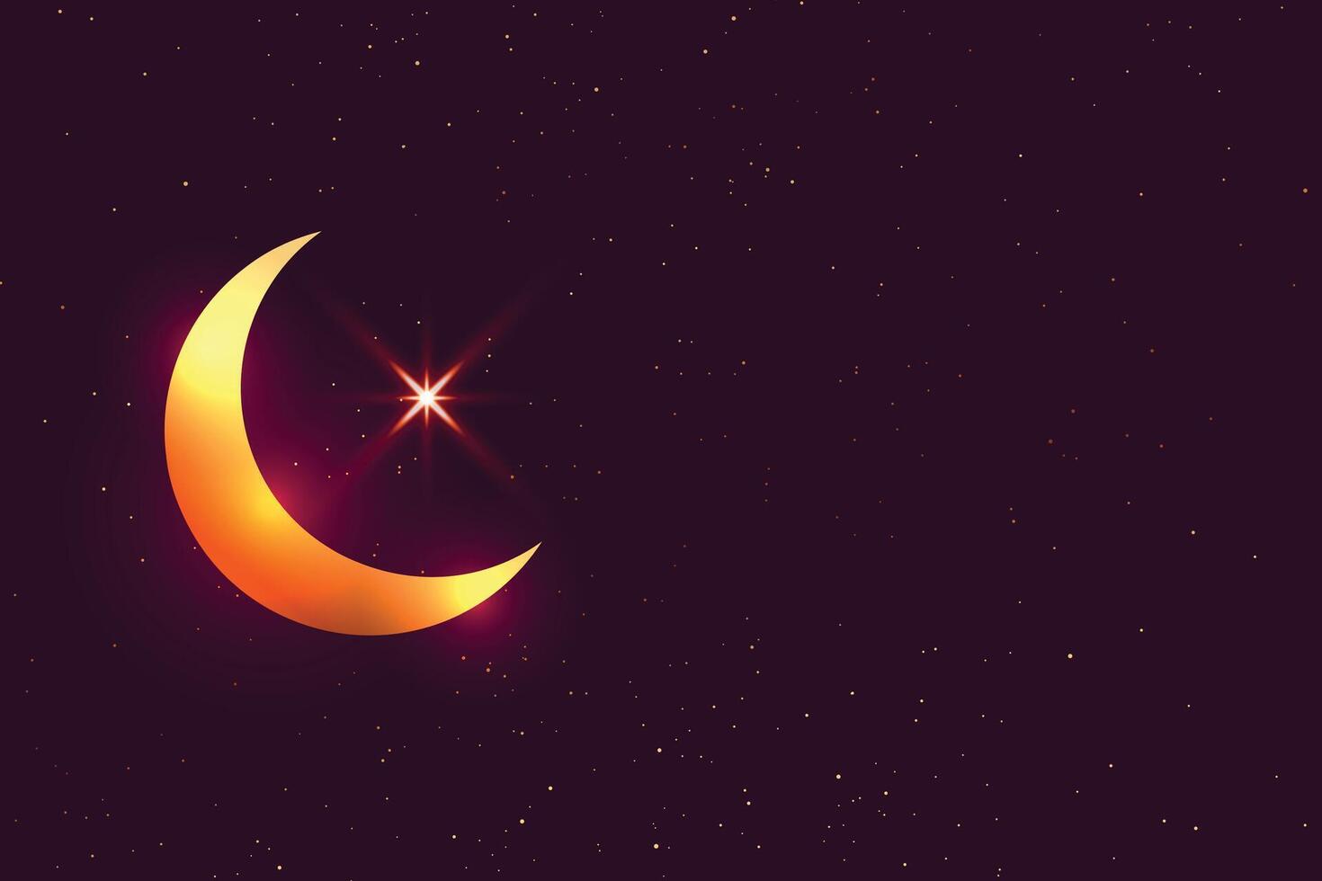 golden and shiny crescent moon background with sparkle effect vector