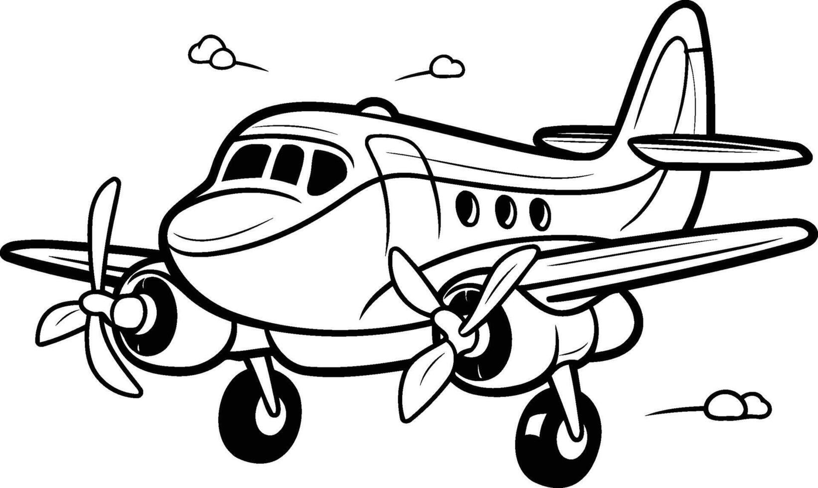 illustration of a small airplane on a white background. Coloring book for children. vector