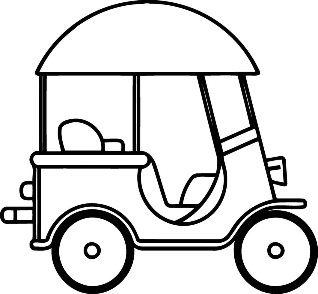 Tuk tuk illustration. flat design. colorful line art icon vector