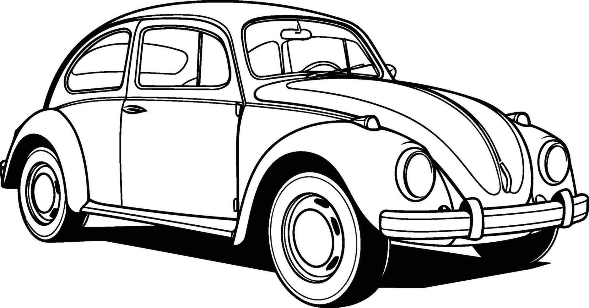 Retro car isolated on white background. hand drawn illustration. vector