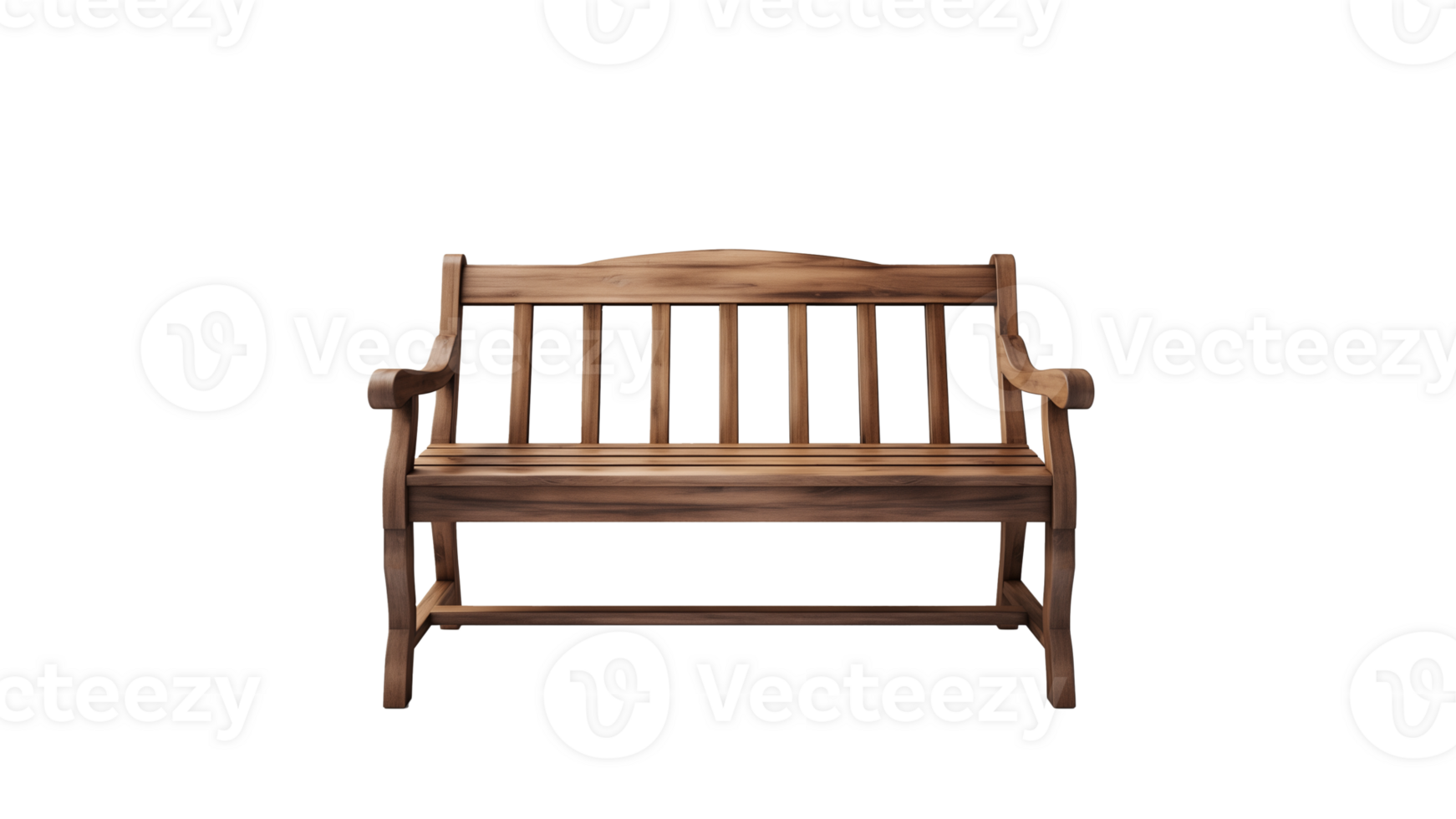 Vintage wooden bench cut out. Isolated bench on transparent background png