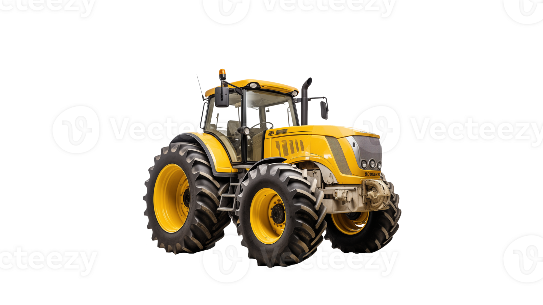 Yellow tractor cut out. Realistic tractor on transparent background png