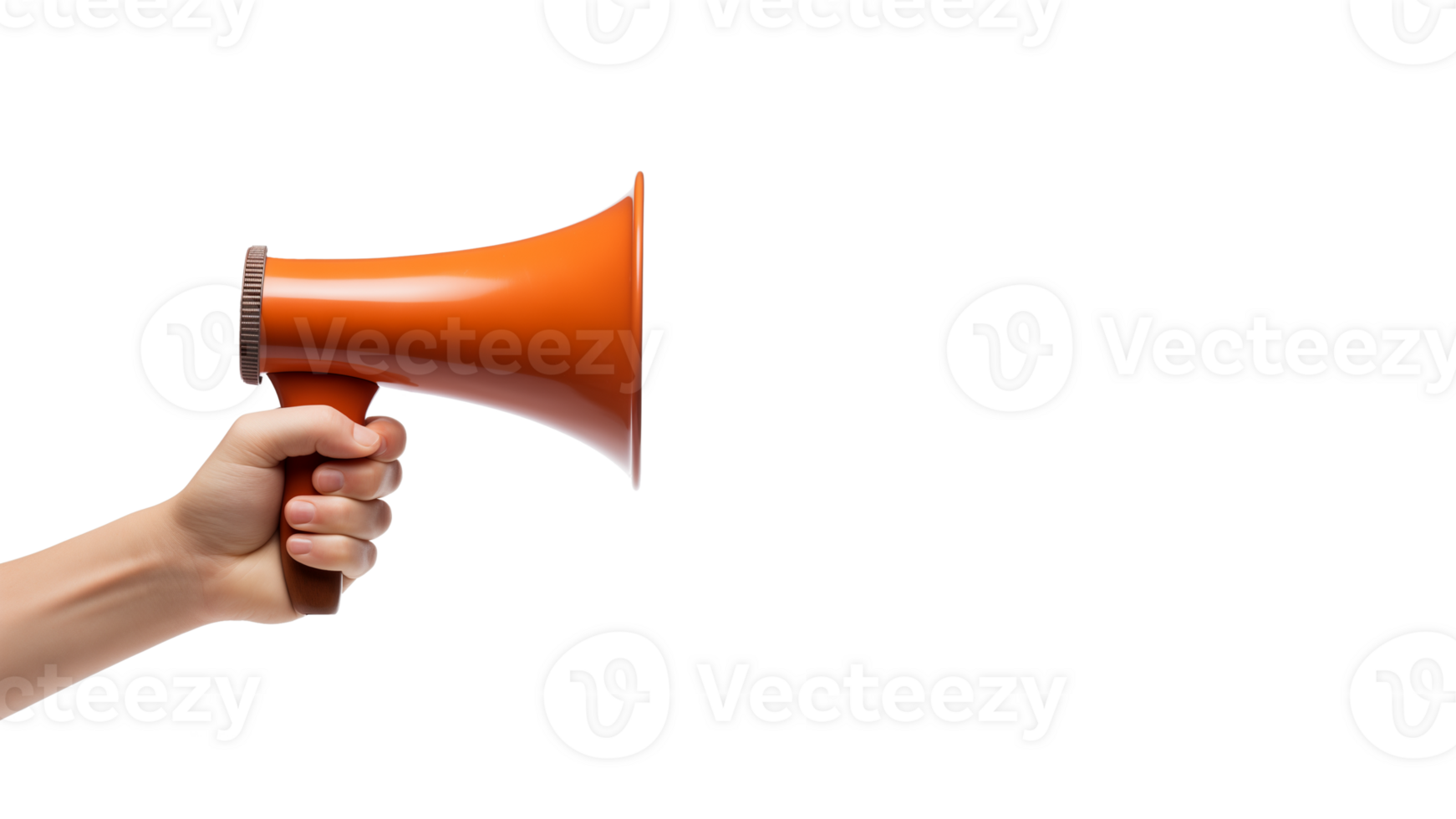 Hand with speaker cut out. Isolated hand holding loudspeaker on transparent background png