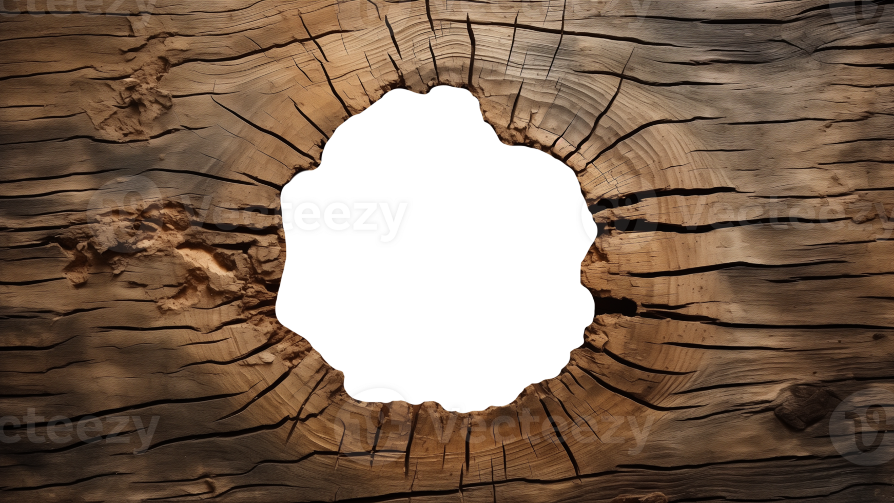 Wooden board with hole in center. Realistic transparent hole in wooden board background png