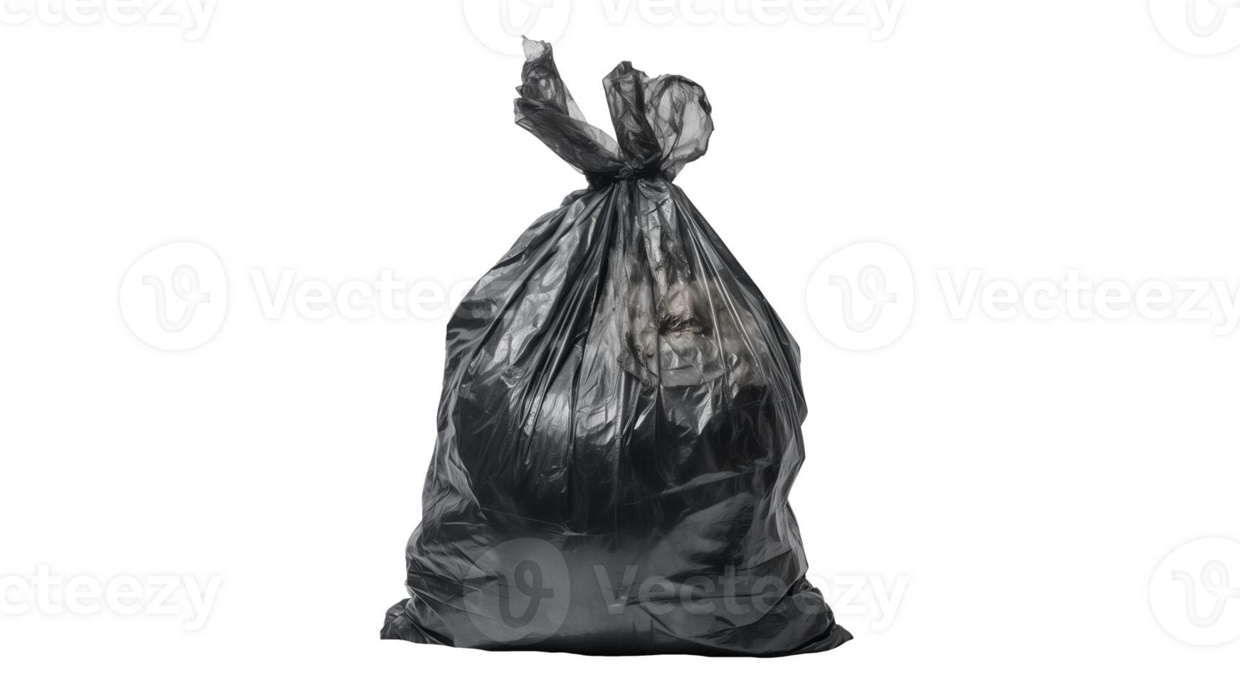 Garbage plastic bag cut out. Isolated black garbage bag on transparent background png