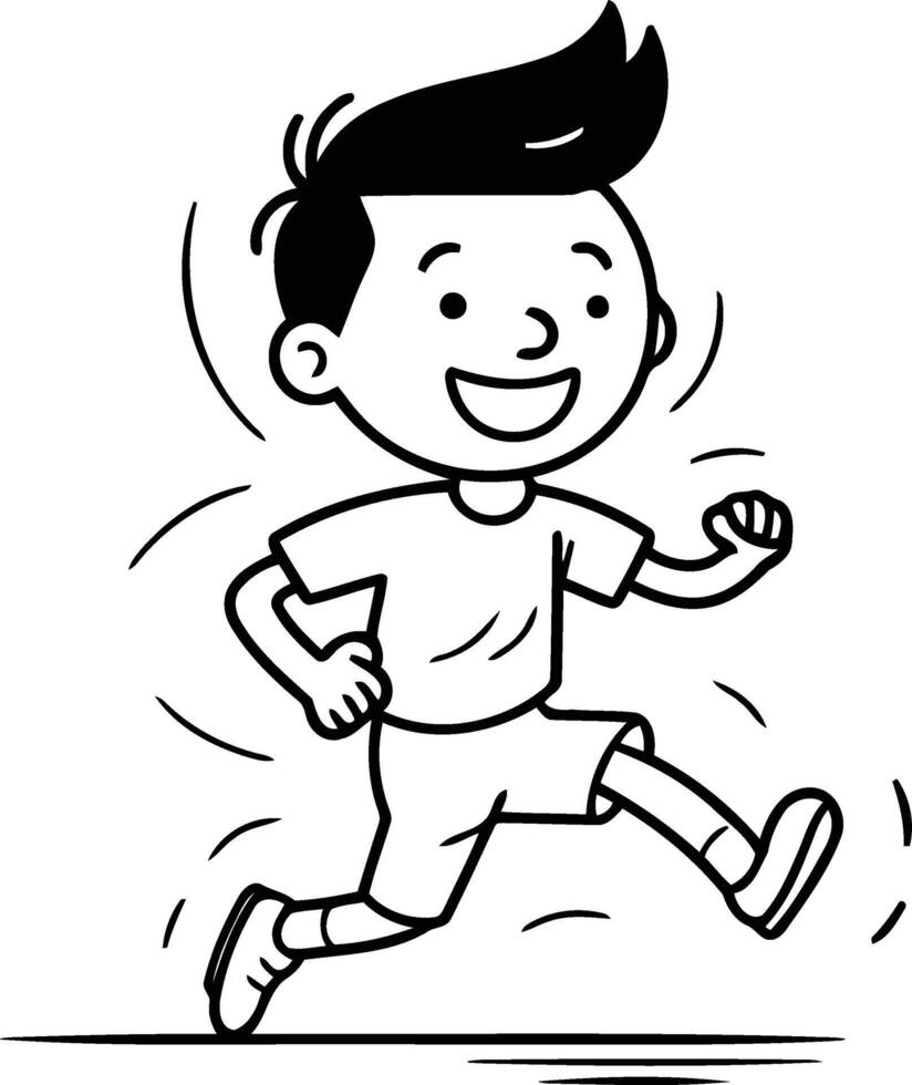 Running boy. Kid jogging. Cartoon character. vector