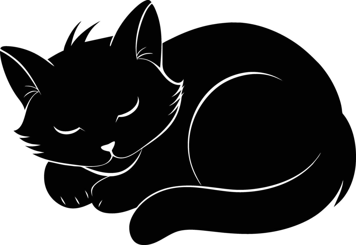 Silent serenity a graceful silhouette of a sleeping cat vector