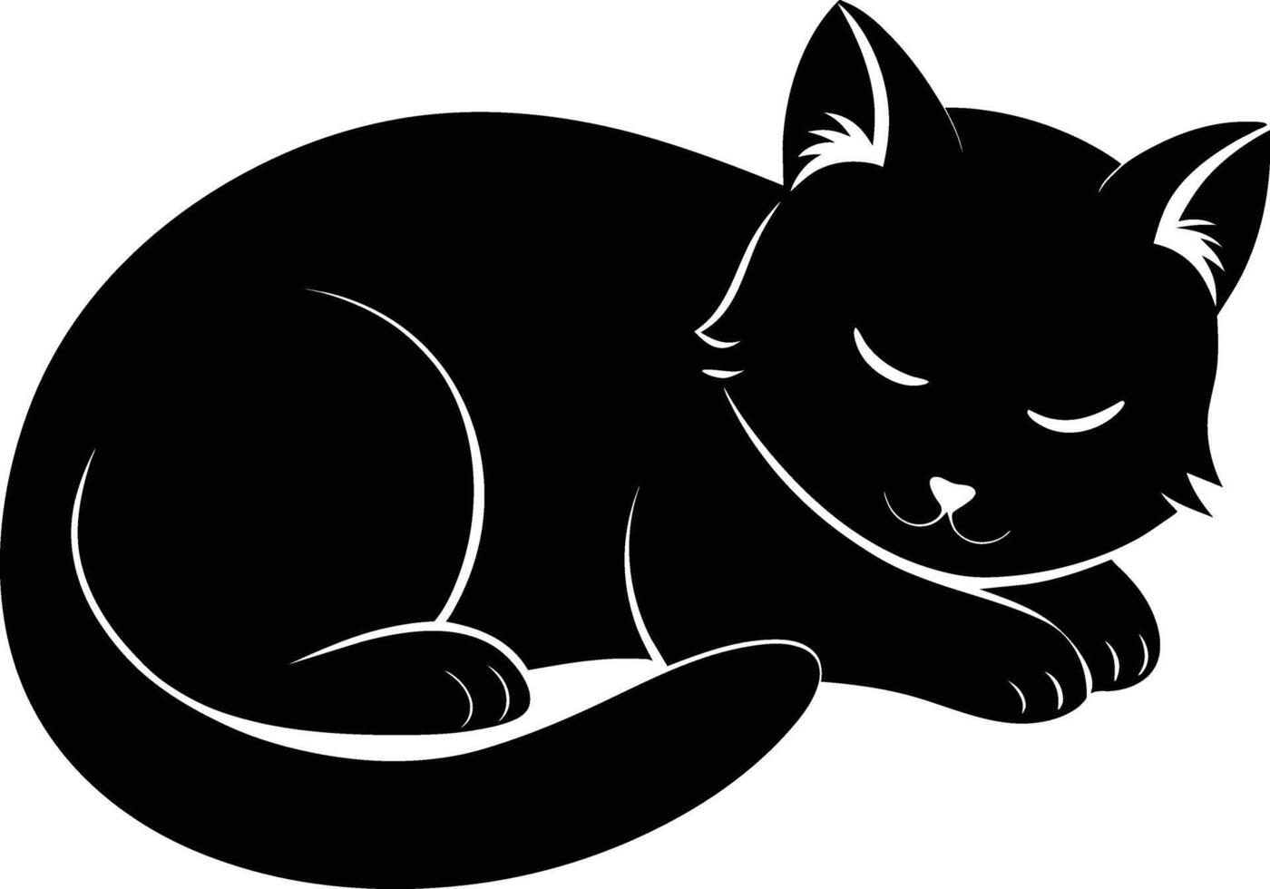 Silent serenity a graceful silhouette of a sleeping cat vector