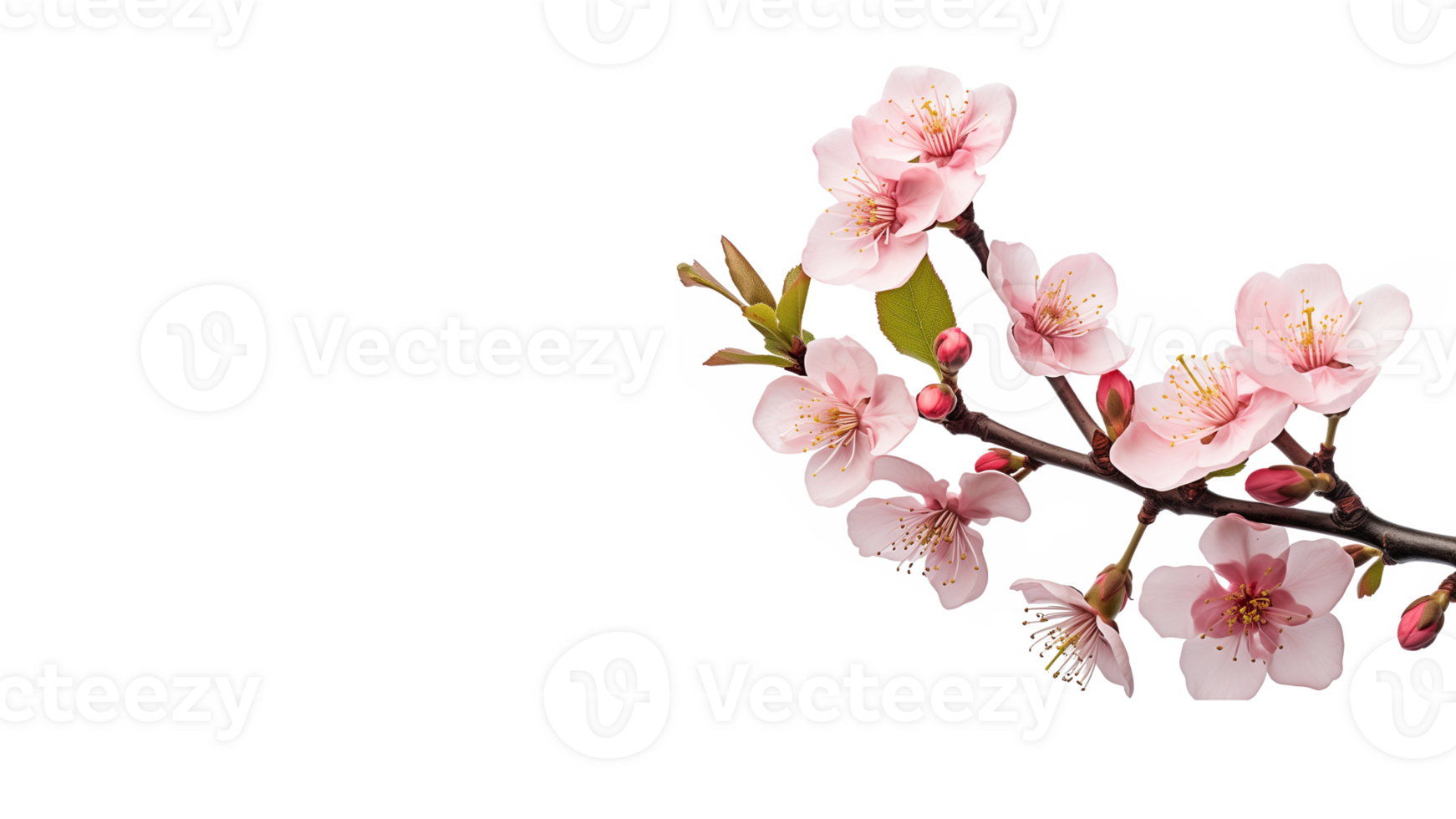 Spring flower tree cut out. Isolated spring branch with flower on transparent background png