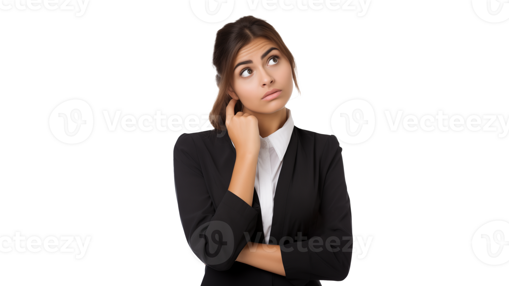 joven mujer expresión duda cortar fuera png