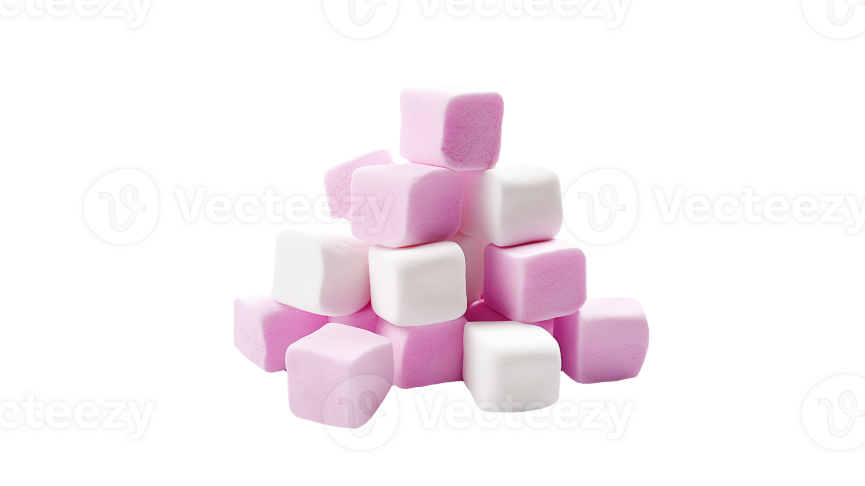 Pink and white marshmallow cut out. Isolated marshmallow on transparent background png