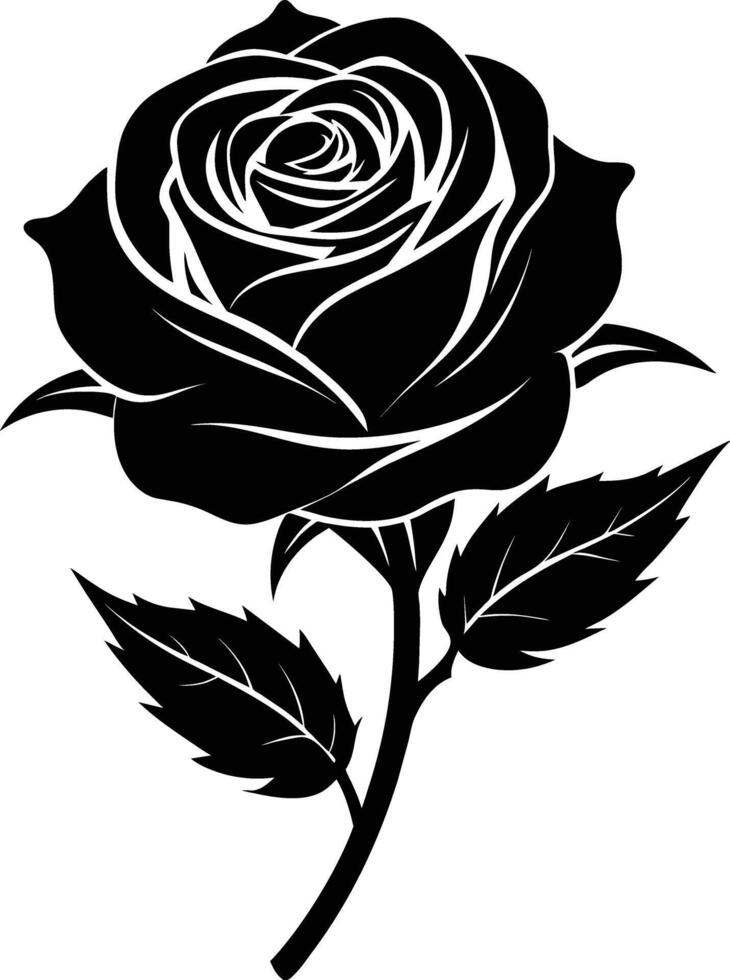 Blooming in shadows a graceful silhouette of rose vector