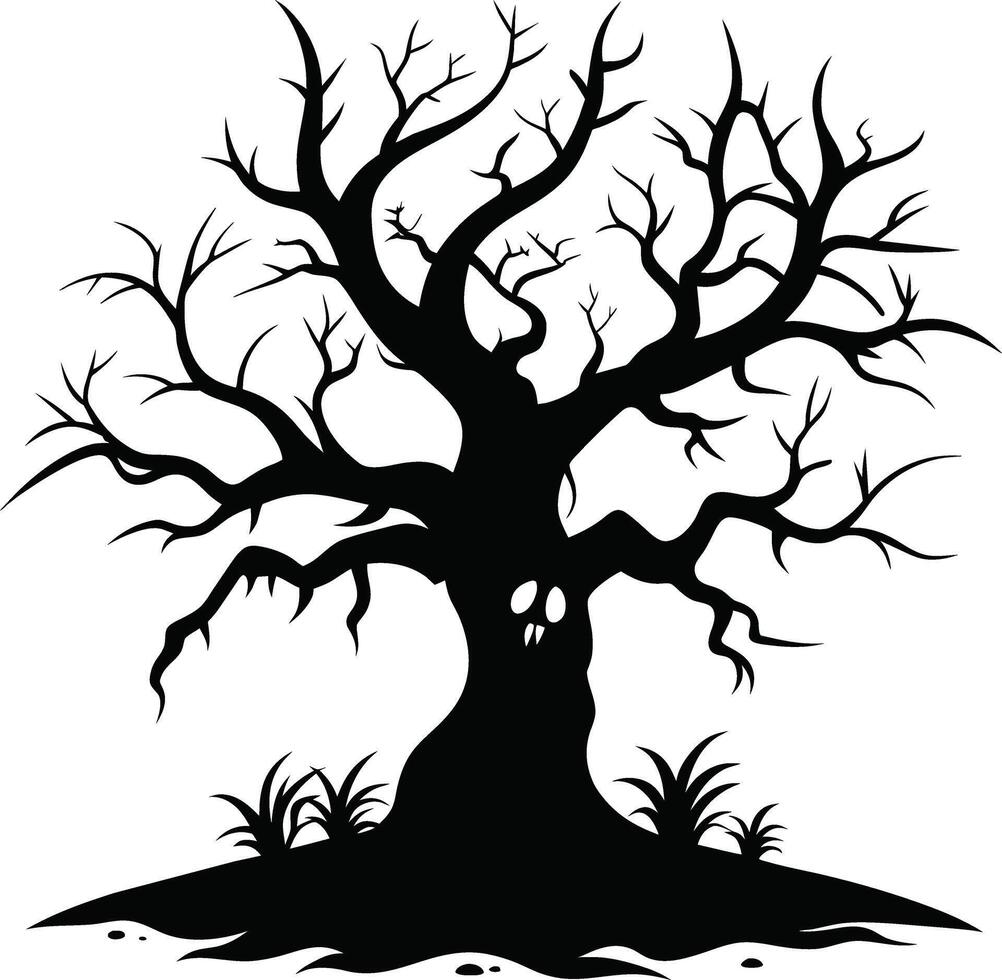 A haunting silhouette of a spooky tree vector