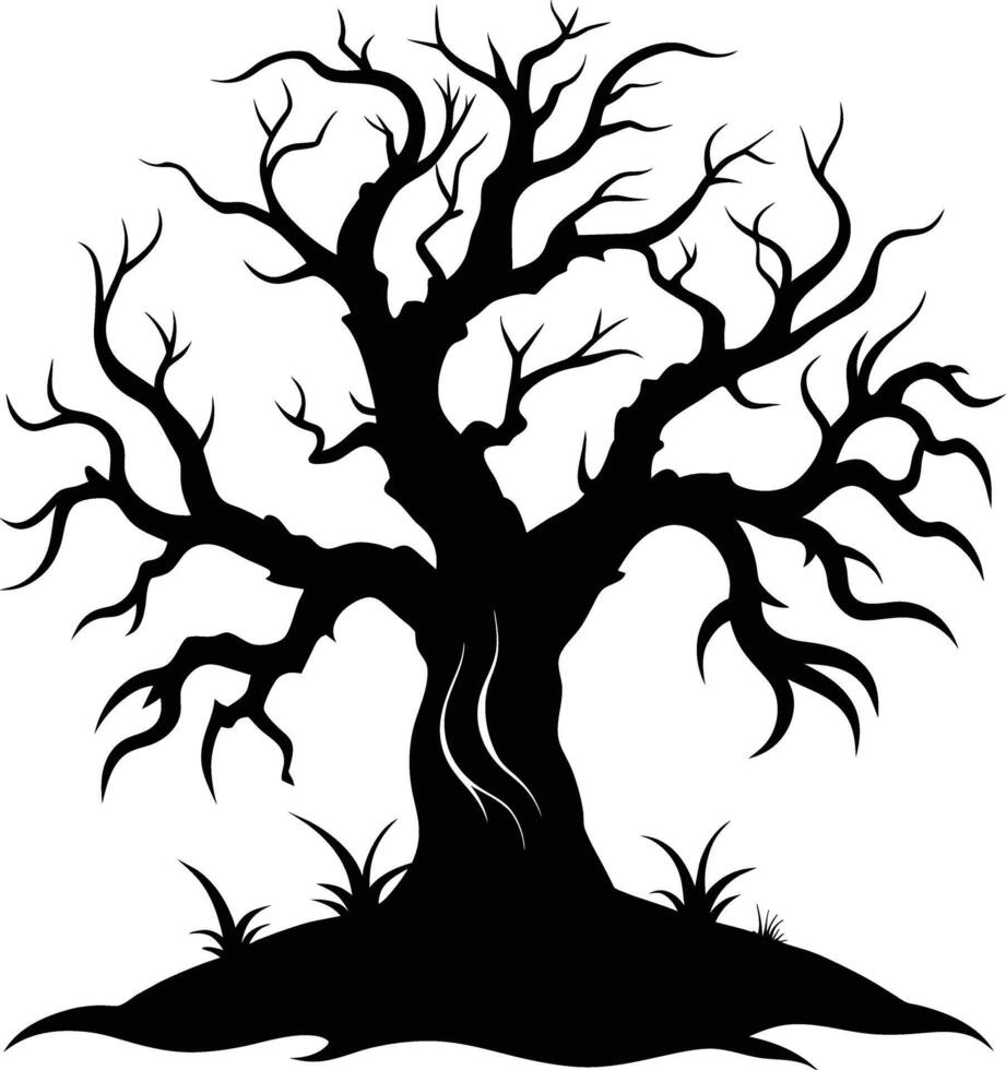 A haunting silhouette of a spooky tree vector