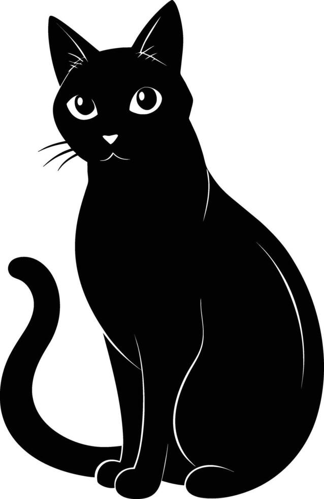 gracia en quietud un silueta de un sentado gato vector