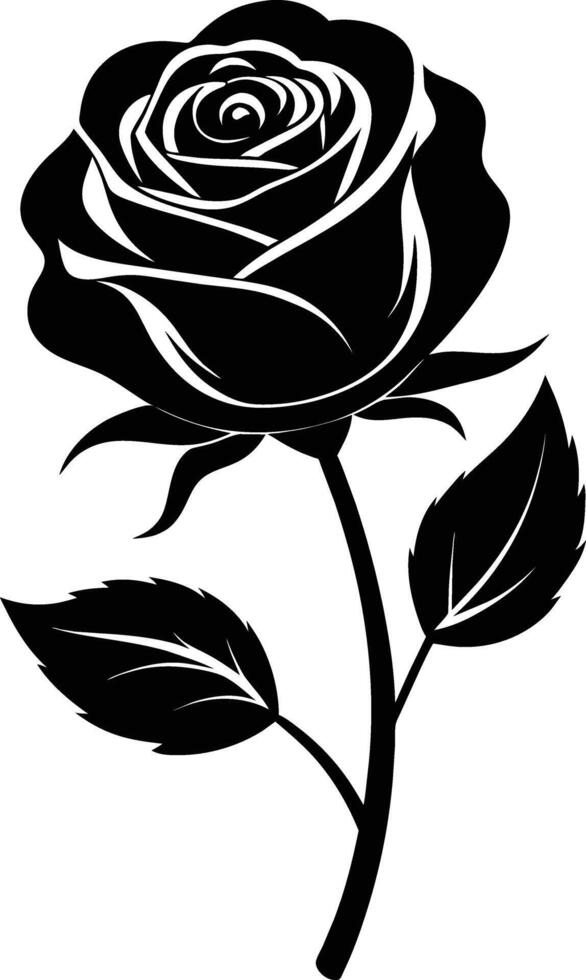 Blooming in shadows a graceful silhouette of rose vector