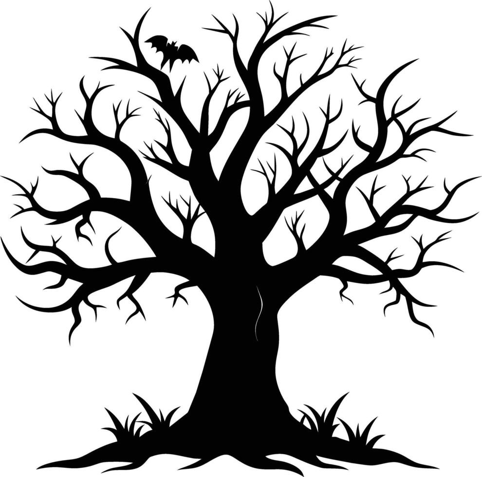 A haunting silhouette of a spooky tree vector