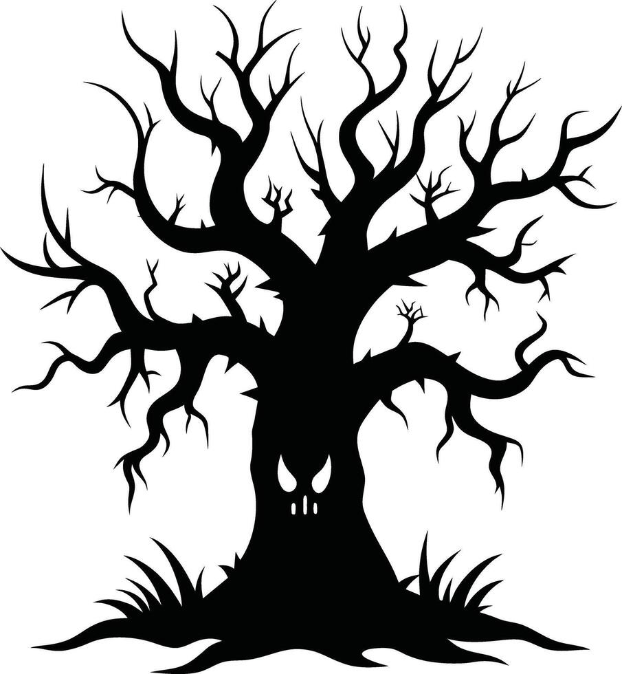 A haunting silhouette of a spooky tree vector