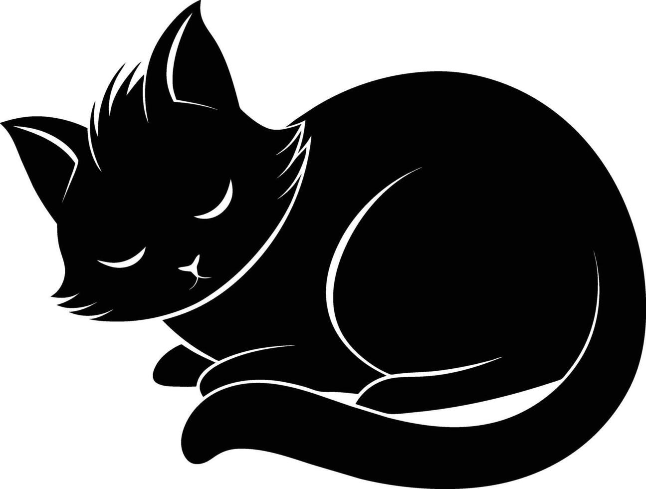 Silent serenity a graceful silhouette of a sleeping cat vector